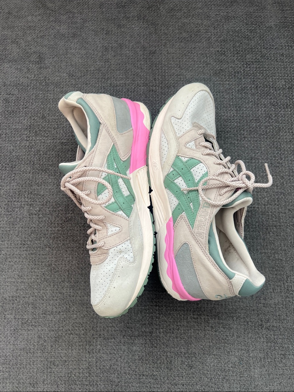 Asics Women's Lace-Up Sneakers in Sage Green and Cream